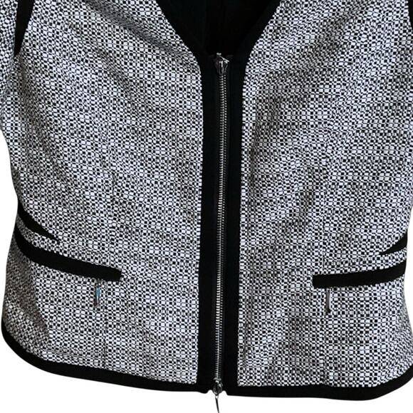 White House Black Market Tweed Moto Blazer Jacket Women's Size 6 Black & White - Picture 9 of 9